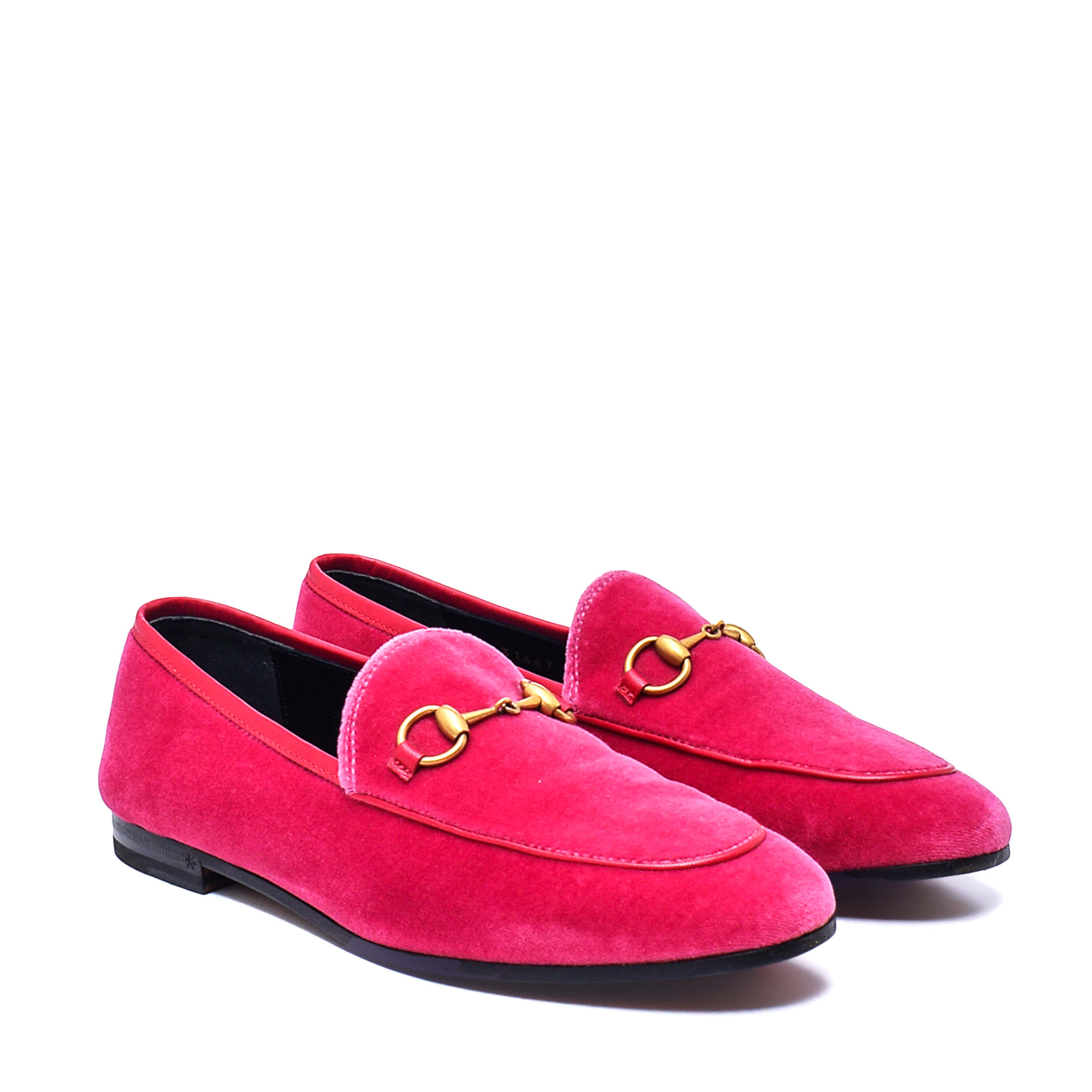 Gucci - Joordan Horsebit Pink Velvet Loafers / 37